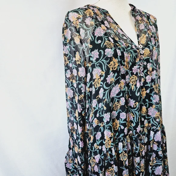 NWT Free People See It Through Floral Maxi Dress Medium - Picture 7 of 15
